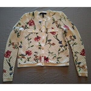 White House Black Market Women’s Pretty Floral Button Up Cardigan Size Medium, M